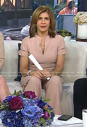 Hoda’s beige short sleeve jumpsuit on Today