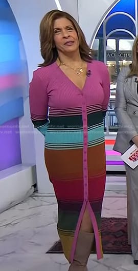 Hoda’s multicolor striped ribbed dress on Today