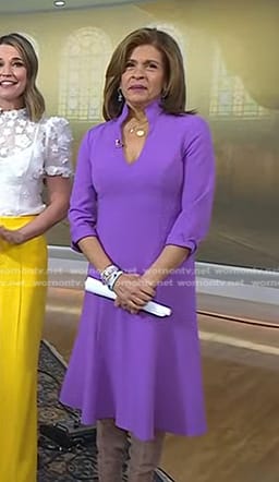 Hoda’s purple v-neck midi dress on Today