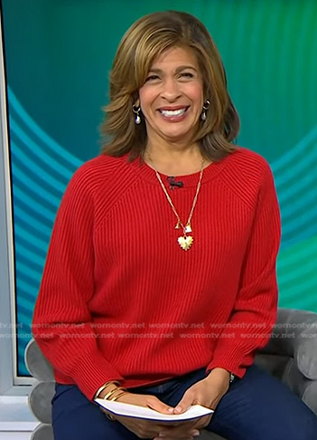 Hoda’s red ribbed sweater on Today