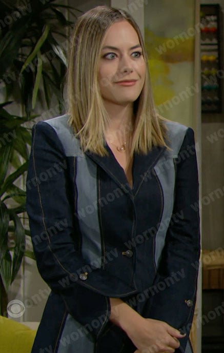 Hope’s colorblock denim blazer on The Bold and the Beautiful