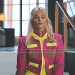 Isadora’s pink plaid jacket and mini skirt on Elite