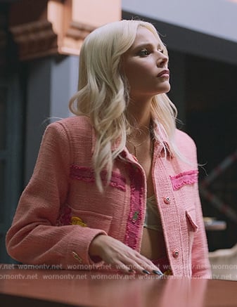 Isadora’s pink tweed jacket on Elite