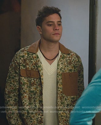 Ivan’s floral print suede collar jacket on Elite