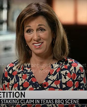 Janet Shamlian’s fruit print top on CBS Mornings