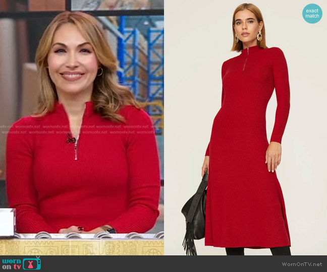 Jason Wu Collective Quarter Zip Dress in Red worn by Lori Bergamotto on Good Morning America