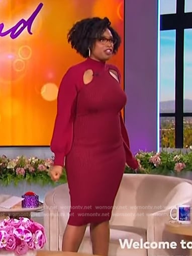 Jennifer’s burgundy cutout dress on The Jennifer Hudson Show