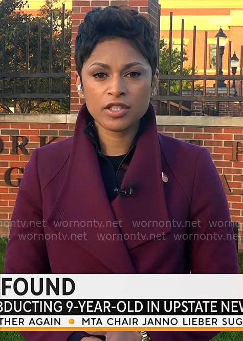 Jericka Duncan’s burgundy coat on CBS Mornings