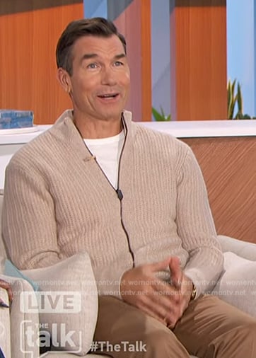 Jerry’s beige zip sweater on The Talk