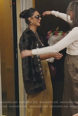 Jessel’s fur button down coat on The Real Housewives of New York City