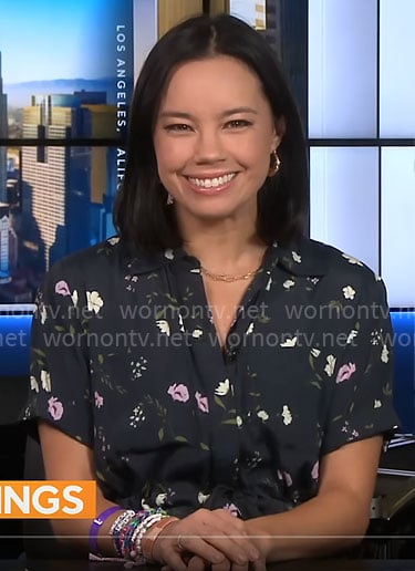 Jo Ling Kent’s black floral jumpsuit on CBS Mornings