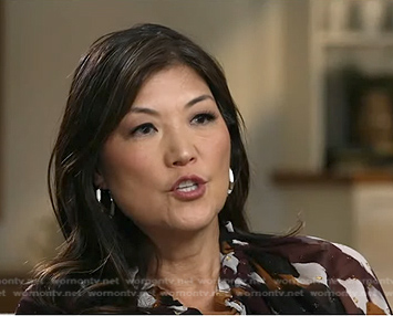 Juju’s brown print blouse on Good Morning America