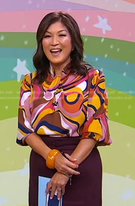 Juju’s multicolor print blouse on Good Morning America