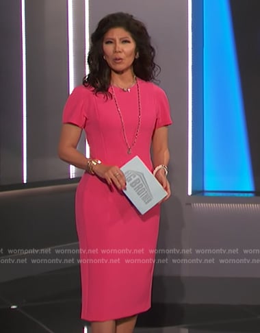 Julie’s pink short sleeve sheath dress on Big Brother