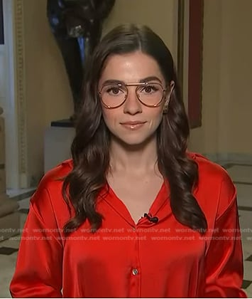 Julie’s red satin shirt on NBC News Daily