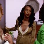 Karen’s olive green rib knit pants and cardigan set on Tyler Perrys Sistas