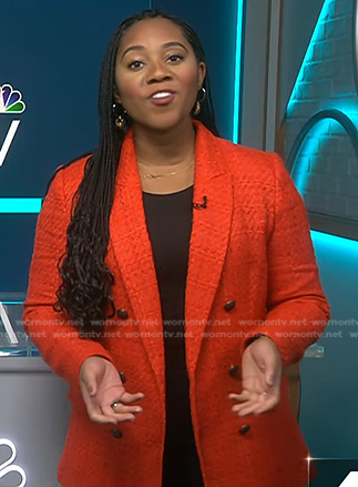 Kay Angrum’s red tweed blazer on NBC News Daily