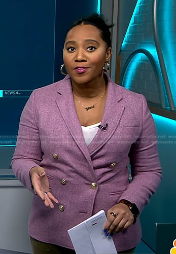 Kay Angrum’s pink double breasted blazer on NBC News Daily