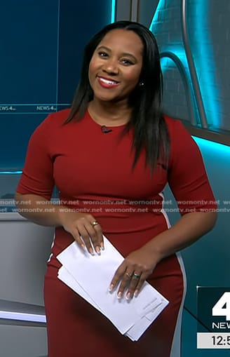 Kay Angrum’s red side stripe dress on NBC News Daily