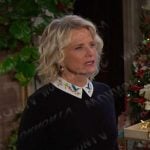 Kayla’s black bird embroidered collar sweater on Days of our Lives