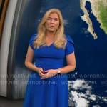 Kelly Cass’ blue v-neck flared dress on CBS Mornings