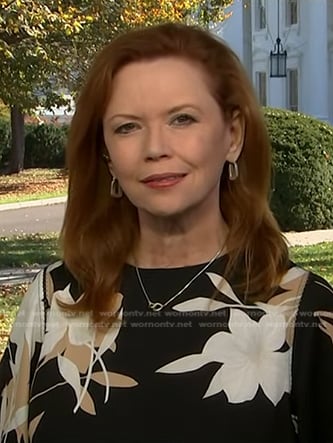 Kelly O’Donnell’s black floral top on NBC News Daily