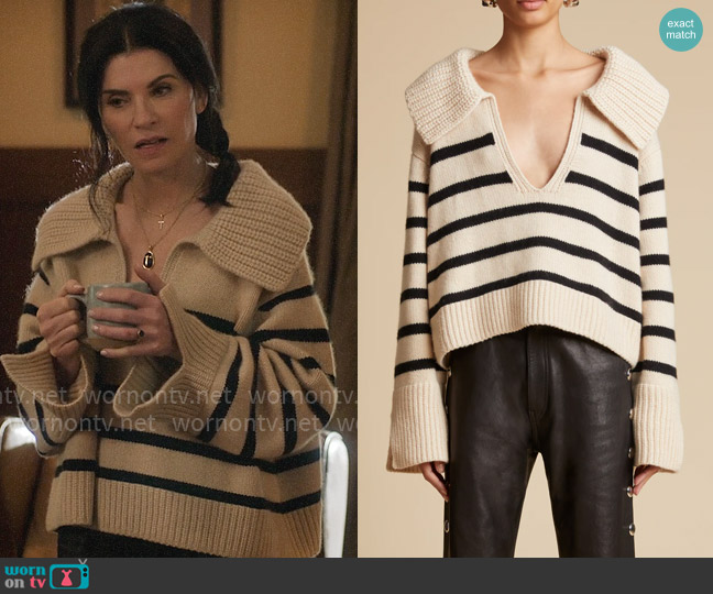 Khaite Evi Striped Sweater worn by Laura Peterson (Julianna Margulies) on The Morning Show