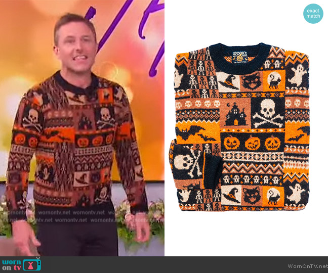 Kiel James Patrick Halloween Patchwork Sweater worn by Chris Hardwick on The Jennifer Hudson Show