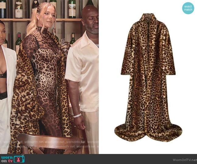 Dolce and Gabbana Kim Leopard-print floor-length coat worn by Khloe Kardashian (Khloe Kardashian) on The Kardashians