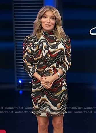 Kit’s abstract print mini dress on Access Hollywood