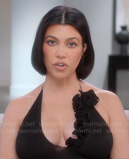 Kourtney’s black halter confessional top on The Kardashians