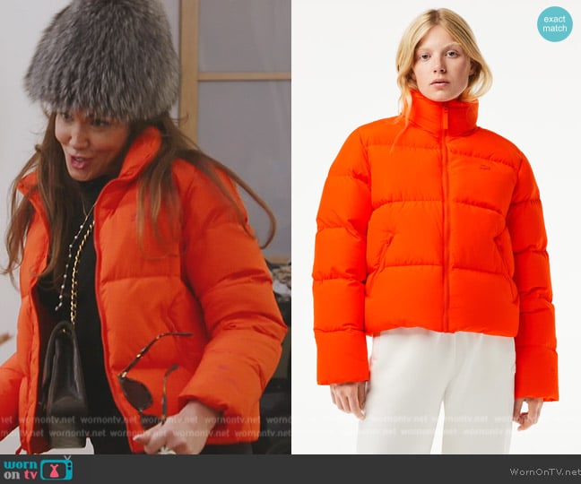Lacoste Stowable Hood Puffer Jacket worn by Brynn Whitfield on The Real Housewives of New York City