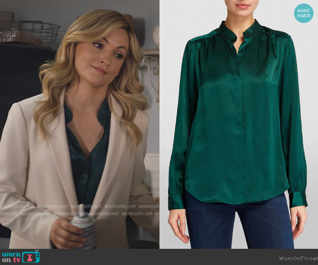 L'Agence Silk Bianca Blouse worn by Amy Quinn (Lindsey Gort) on All Rise