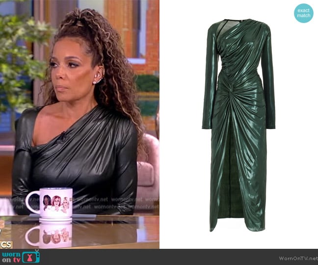 Lapointe Draped Coated-Jersey Midi Dress worn by Sunny Hostin on The View