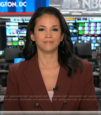 Laura’s brown double breasted blazer and pants on Today