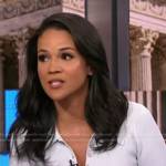Laura’s blue ribbed polo top on NBC News Daily