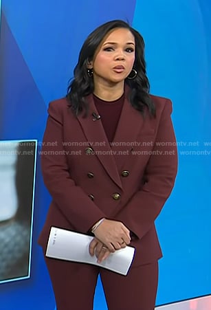 Laura’s brown double breasted blazer and pants on Today