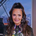 Lisa’s black floral print confessional jacket on The Real Housewives of Salt Lake City