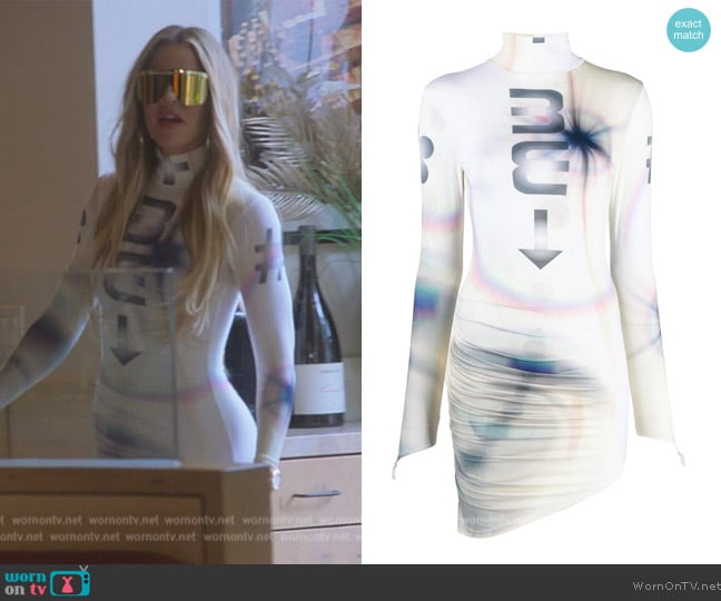 Maisie Wilen Graphic Print Asymmetric Dress worn by Khloe Kardashian (Khloe Kardashian) on The Kardashians