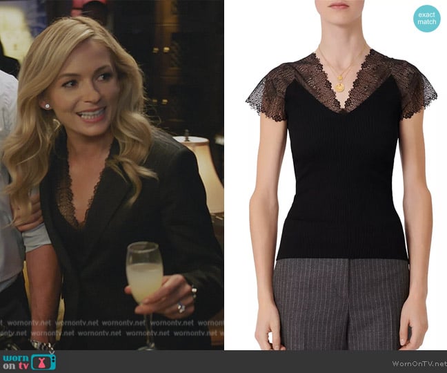 Maje Lilio Lace-Trim Top worn by Amy Quinn (Lindsey Gort) on All Rise