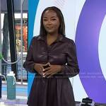 Makoho’s brown pleated leather dresss on Today