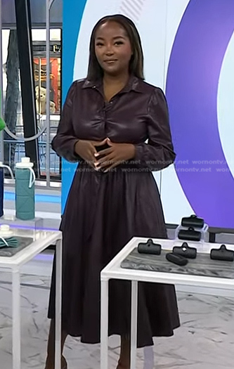 Makoho’s brown pleated leather dresss on Today