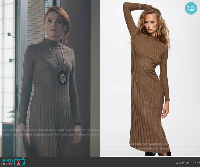 Mango Knitted Perkins Neck Dress worn by Luena (María Ordóñez) on Elite