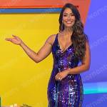Manuela’s purple wavy sequin dress on The Price is Right