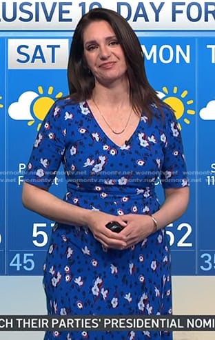 Maria’s blue floral v-neck dress on Today