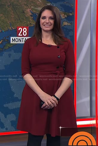 Maria’s burgundy button detail dress on Today