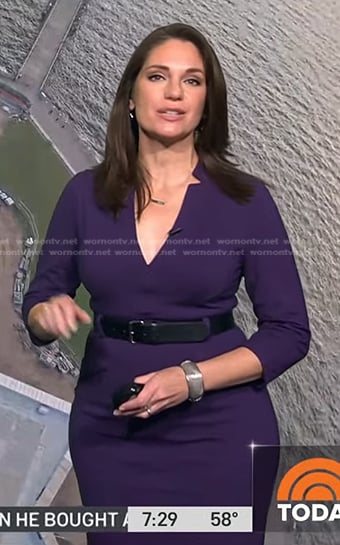Maria’s purple v-neck belted dress on Today