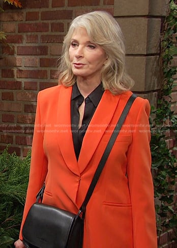 Marlena’s orange shawl collar blazer on Days of our Lives