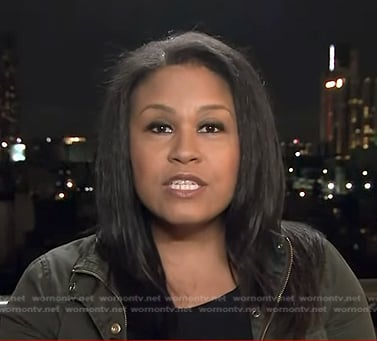 Meagan Fitzgerald’s dark green utility jacket on NBC News Daily
