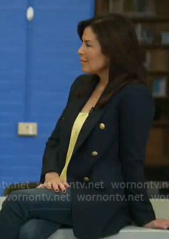 Meg Oliver’s navy blazer on CBS Mornings
